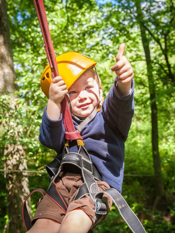 Brave,Little,Boy,Having,Fun,At,Adventure,Park,And,Smiling